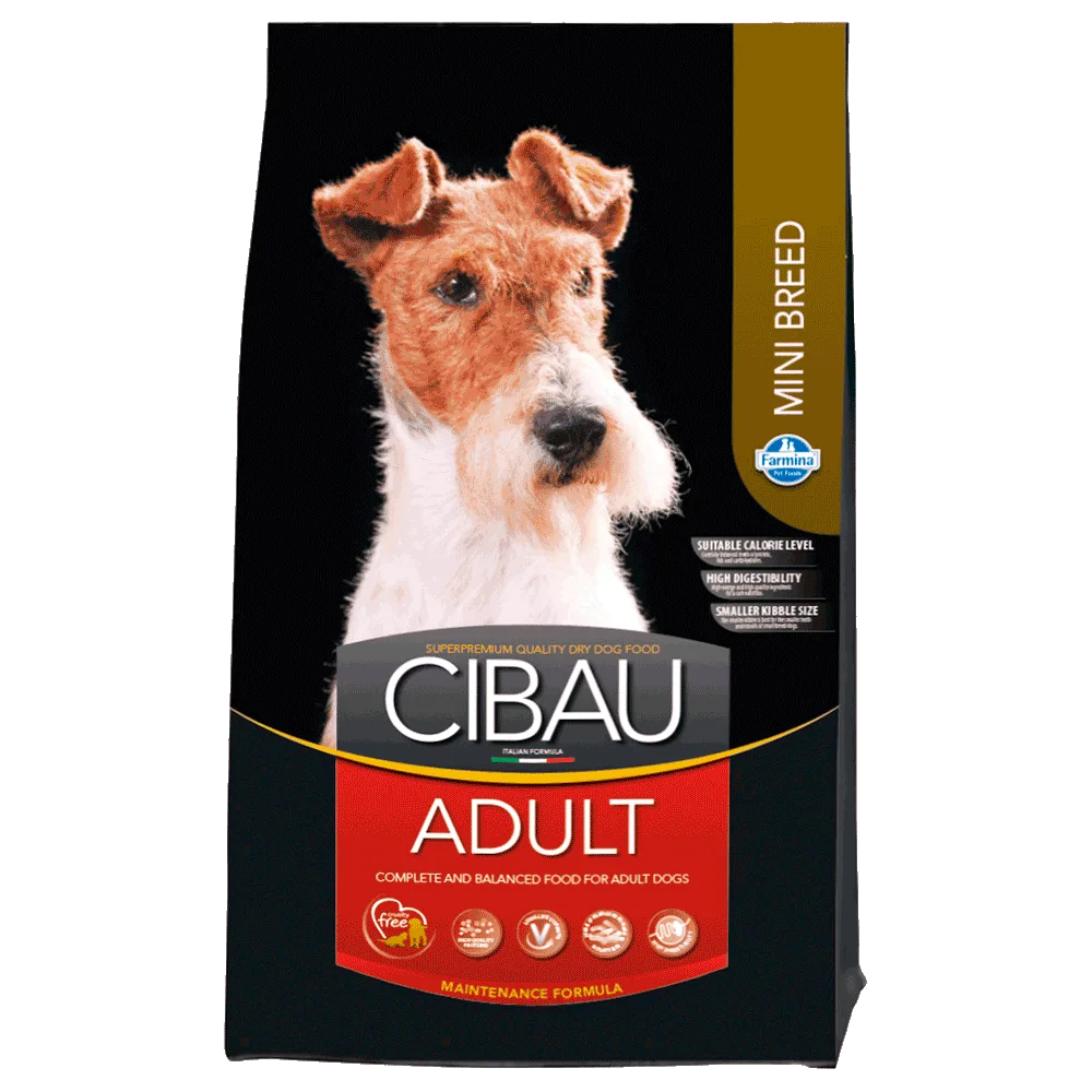 Bolsa negra con detalles rojos de Farmina Cibau Adult Mini Breeds