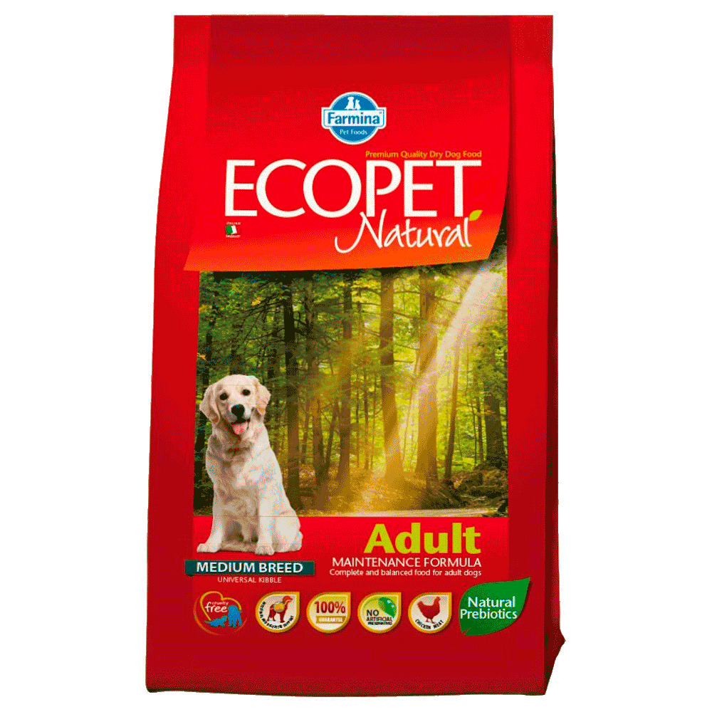 Bolsa roja de 15 kilos de alimento Farmina Ecopet Natural Adult Sabor Carne