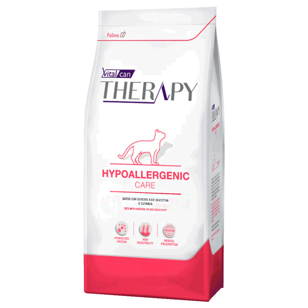 Bolsa de 2 kg de alimento seco medicado Vital Can Hypoallergenic Care color blanca con rosado
