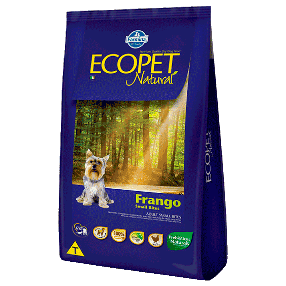 Bolsa azul de Farmina Ecopet Natural Pollo Adult Small Bites