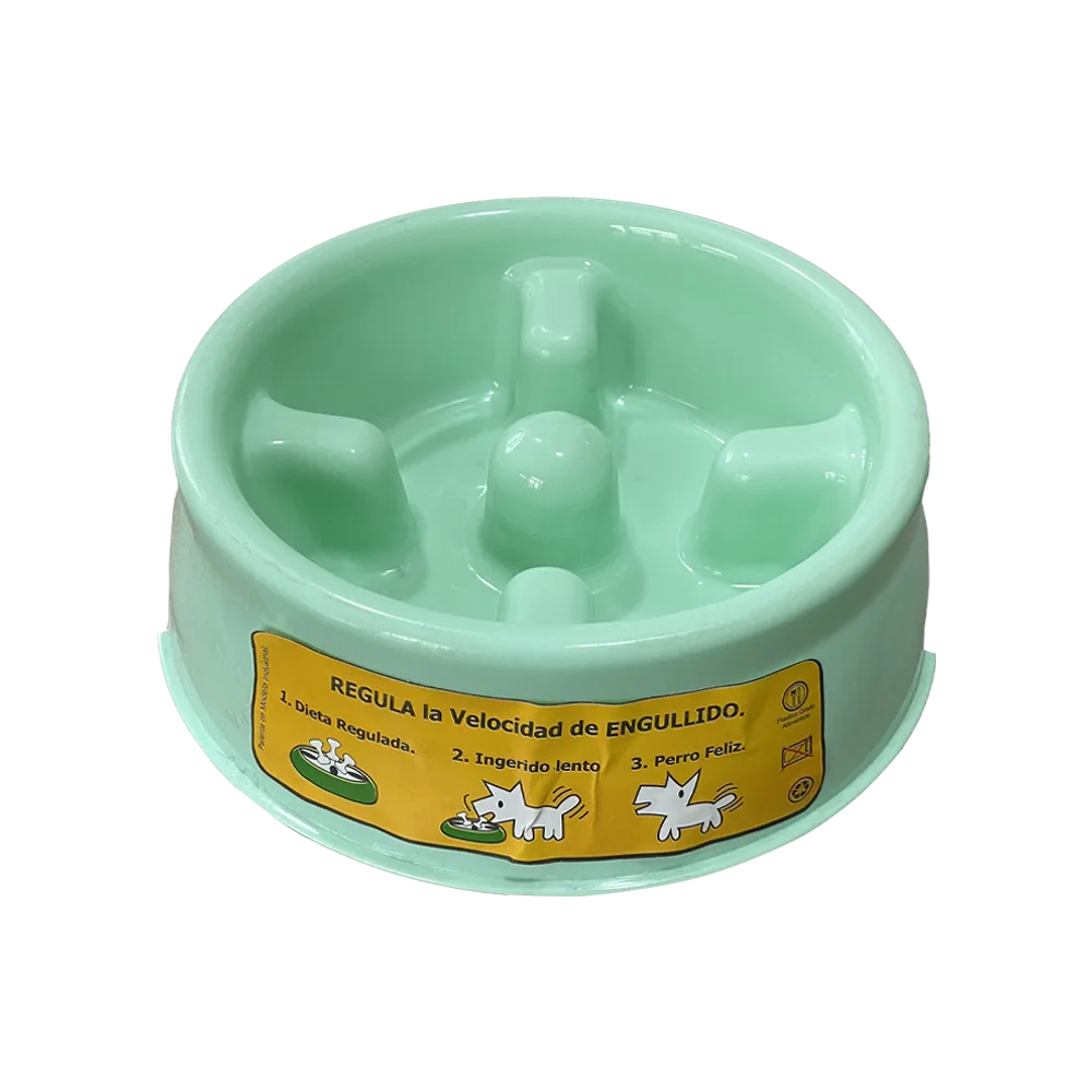 Imagen de Comedero Regu-Diet color verde pastel para regular la ingesta de alimentos de mascotas