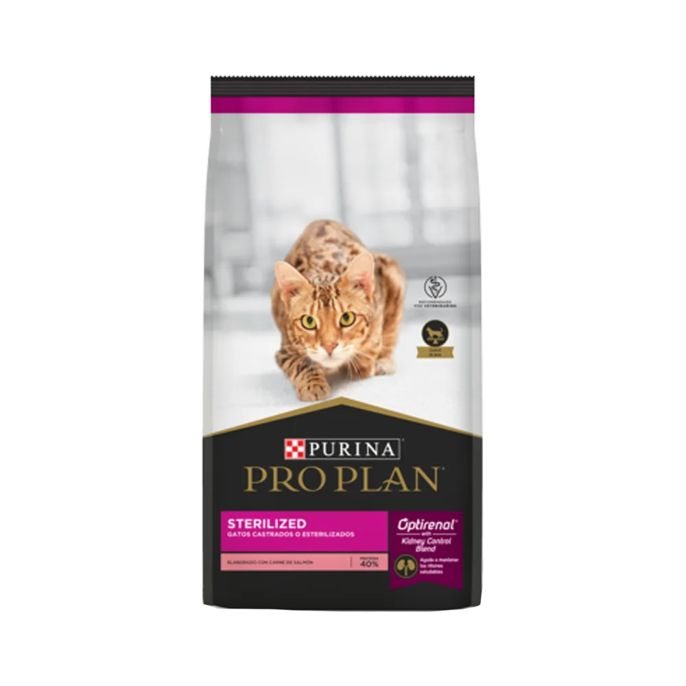 Bolsa gris con detalles rosados de Purina Pro Plan Sterilized Cat