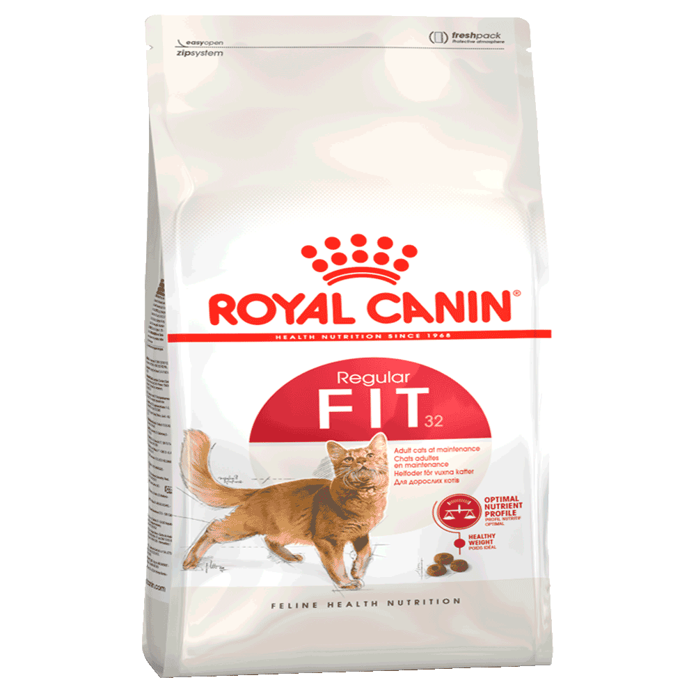 Bolsa blanca de alimento para gato Royal Canin Gato Fit 32 para gatos con actividad física moderada