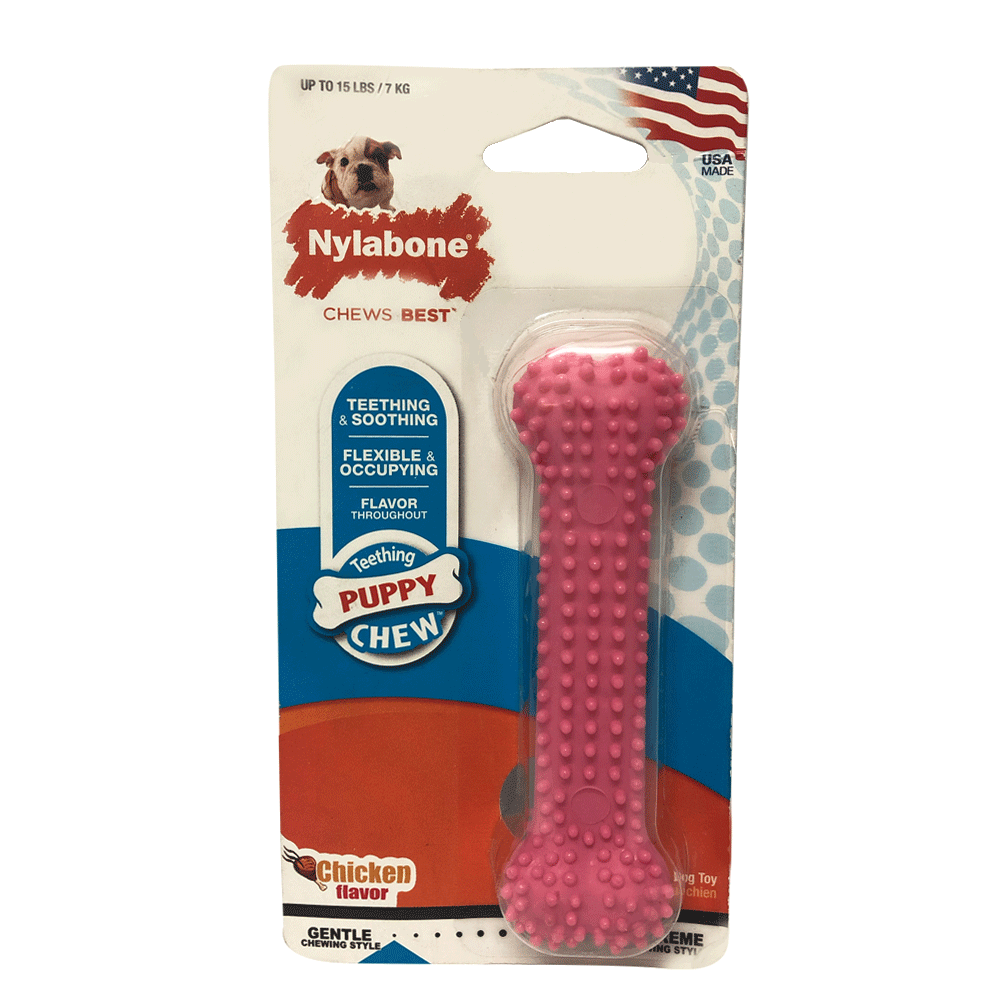 Hueso rosa para perros cachorros en etapa de dentición de Hueso rosa para dentición Nylabone