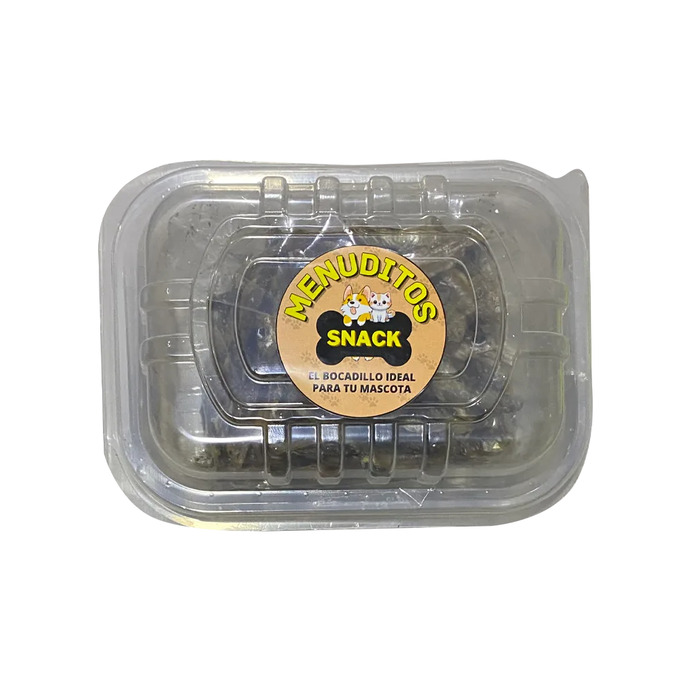 Empaque transparente de plástico conteniendo los Ispis Deshidratados para mascotas