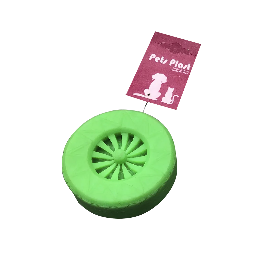 Juguete Rueda de Goma para perros pequeños y medianos en color verde neón