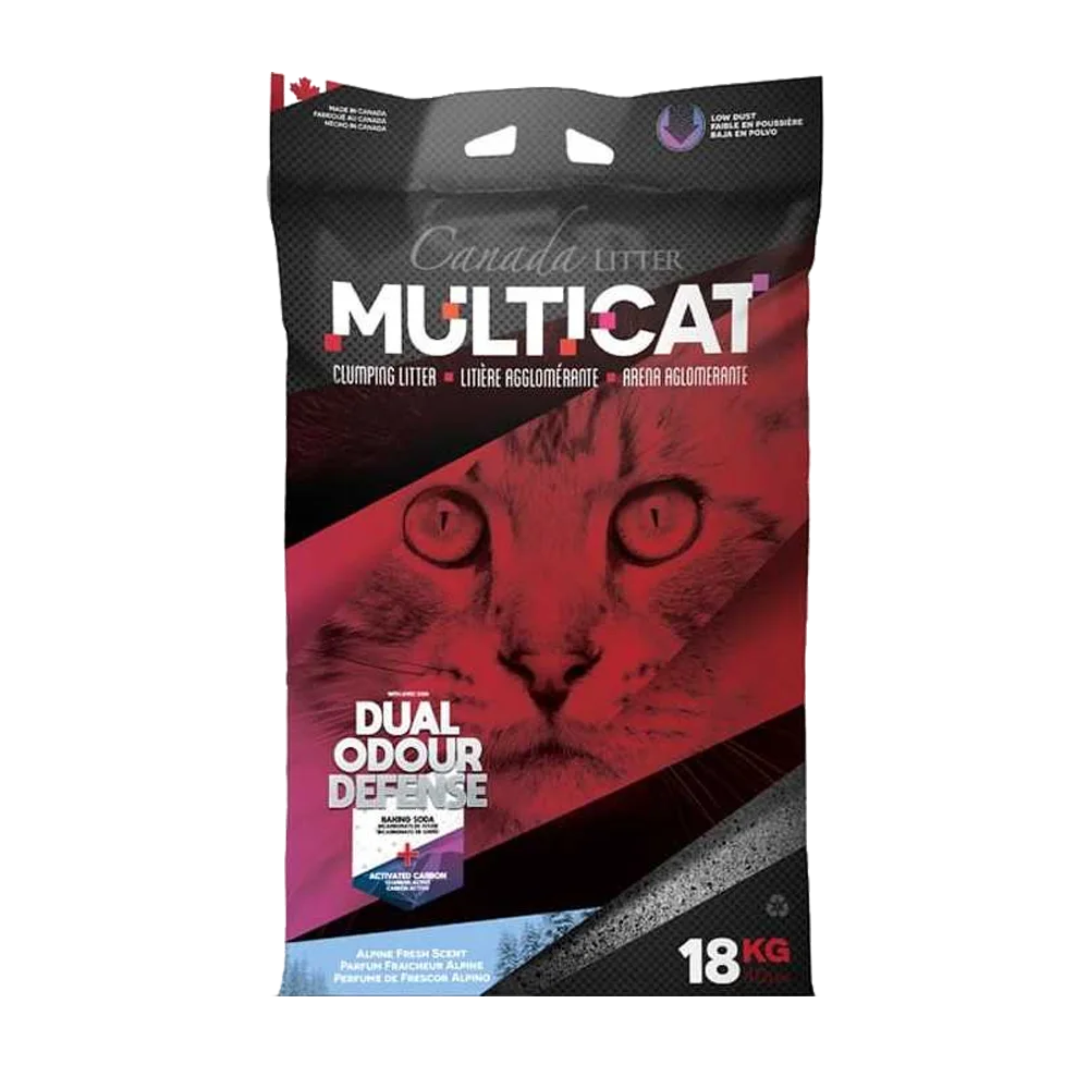 Imagen de bolsa de Arena Canada Litter Multicat color negra con detalles rojos 