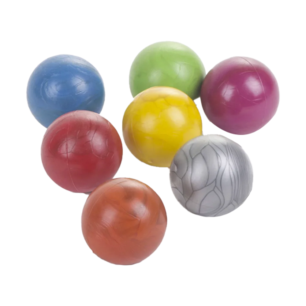 Imagen de distintos colores de la Pelota Maciza Grande Sabor Vainilla: azul, verde, rosa oscuro, plateado, amarillo, naranja y rojo