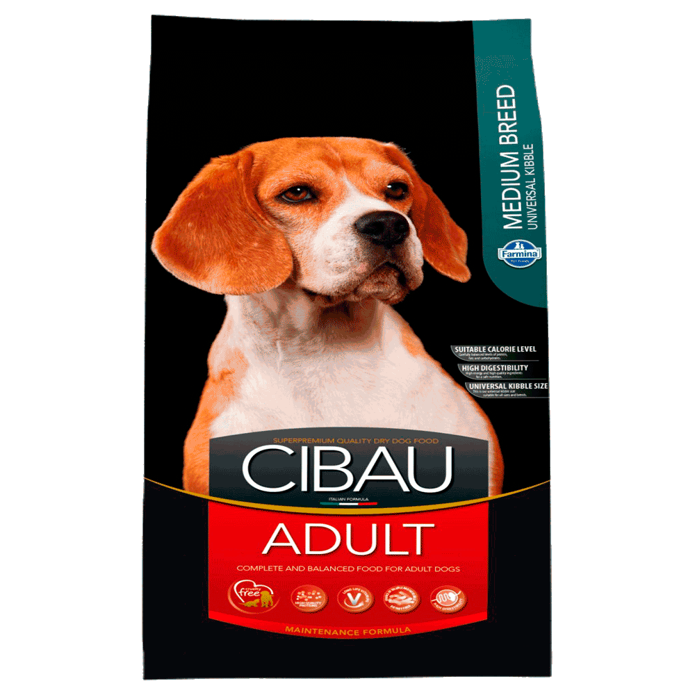 Bolsa negra con detalles rojos de alimento Farmina Cibau Adulto Medium Breeds