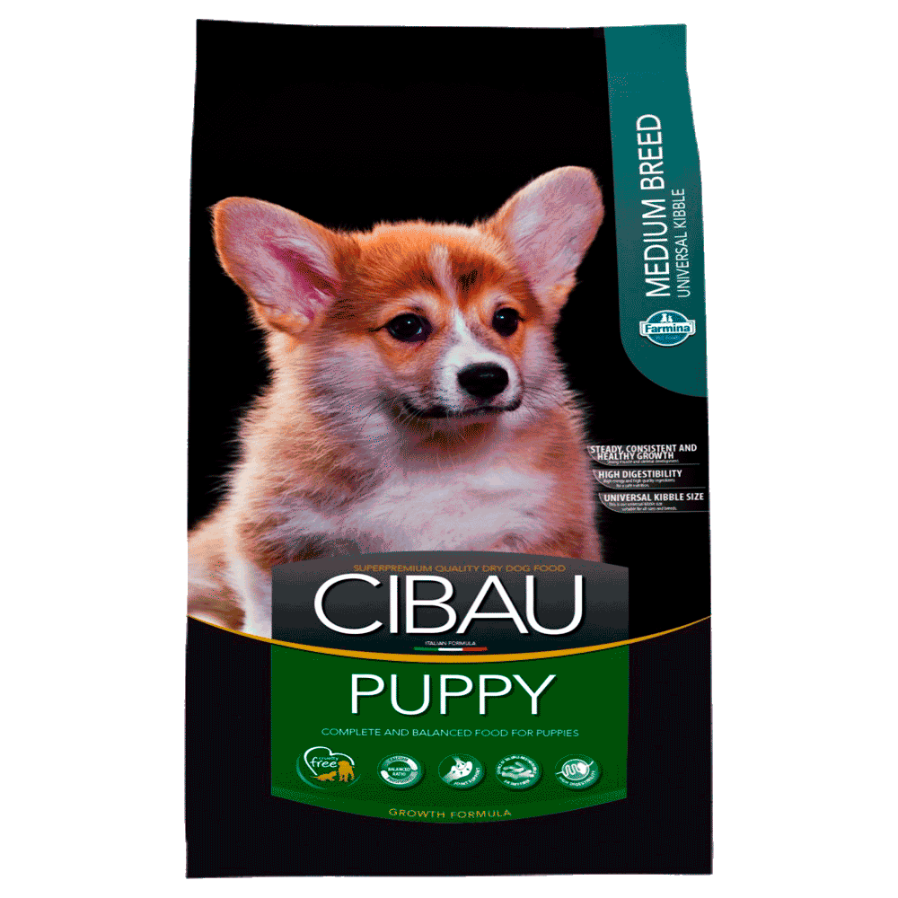 Bolsa negra con verde de Farmina Cibau Puppy Medium Breeds