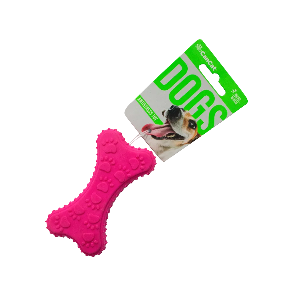 Hueso Dental Mediano para perros color rosa con texturas corrugadas