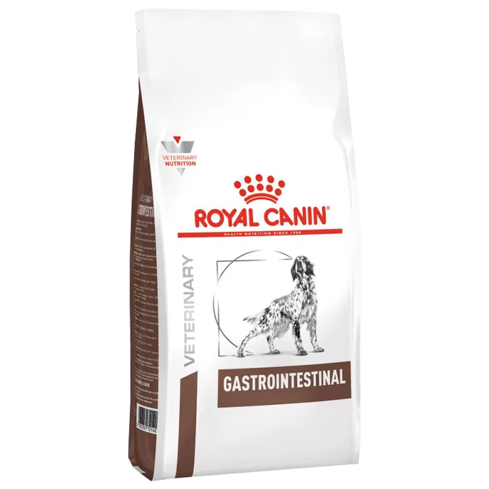 Bolsa blanca con detalles marrones de alimento Royal Canin Gastro Intestinal para perros con problemas gastrointestinales