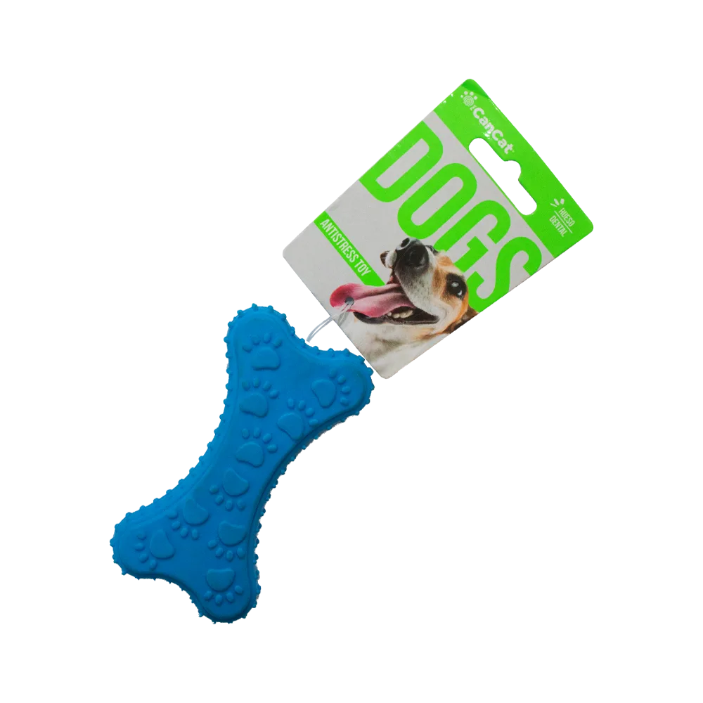 Hueso Dental Mediano para perros color azul con texturas corrugadas